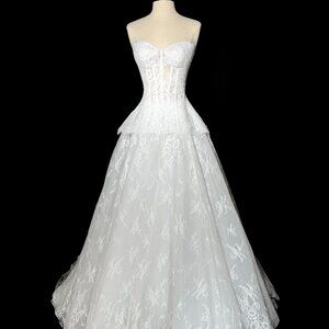Brand New US 6 Anna Augusta Chantilly Lace Two-Piece Bridal Gown